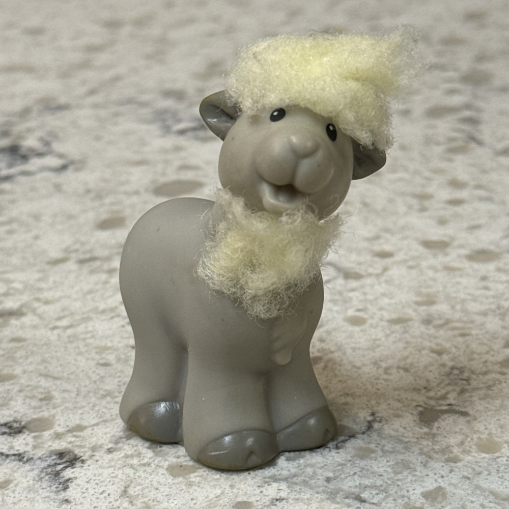 Fisher Price Little People Touch N' Feel Grey Goat Farm Animal Fuzzy 2005 2006